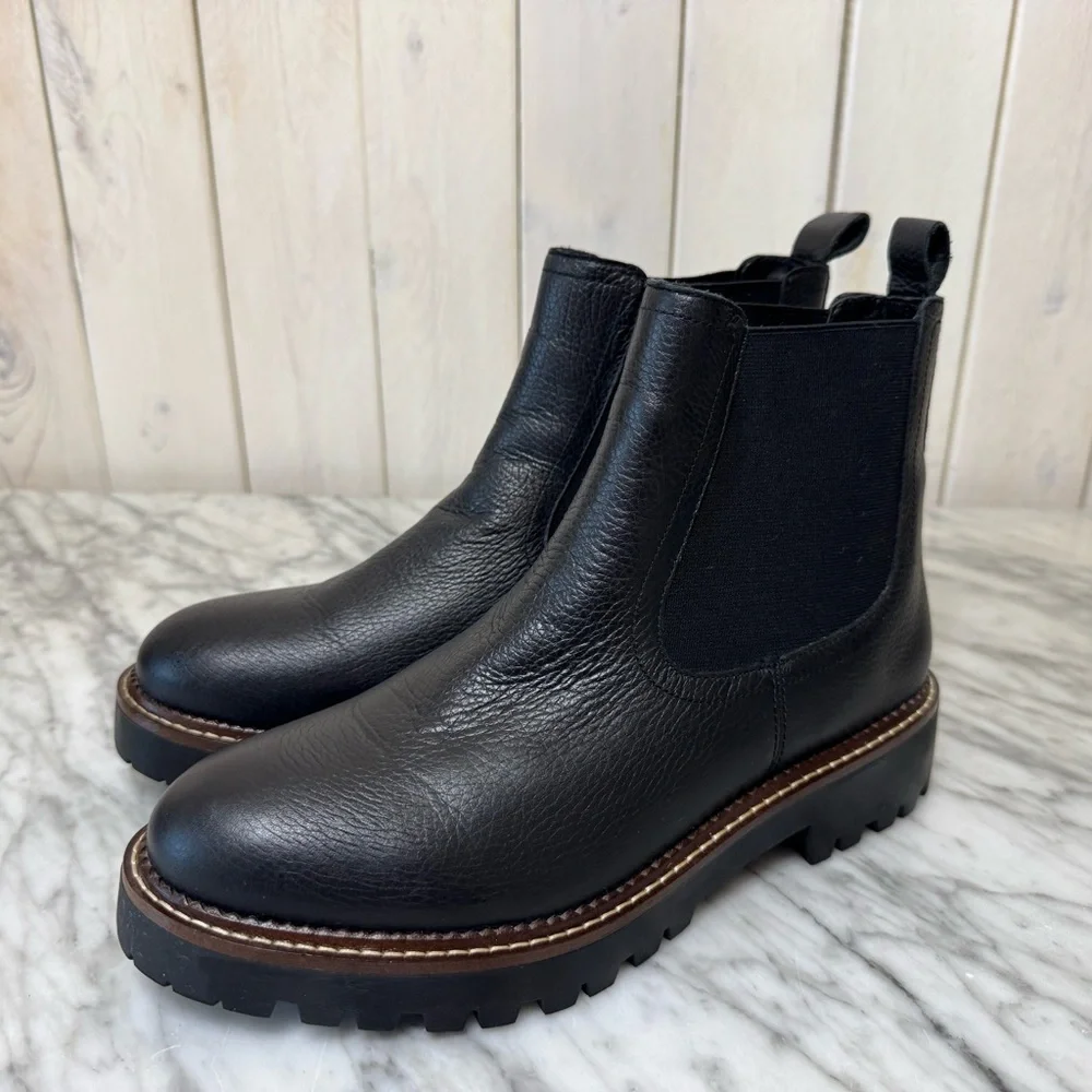 Caslon, Miller Water Resistant Lug Chelsea Boot, Black Leather Ankle Boots - Picture 2 of 9